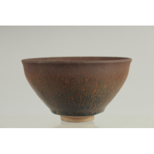 115 - A CHINESE JIAN WARE BOWL, with hare's fur glaze, 12.5cm diameter.