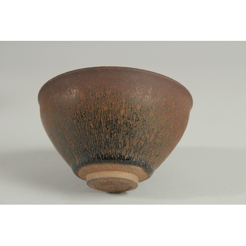 115 - A CHINESE JIAN WARE BOWL, with hare's fur glaze, 12.5cm diameter.