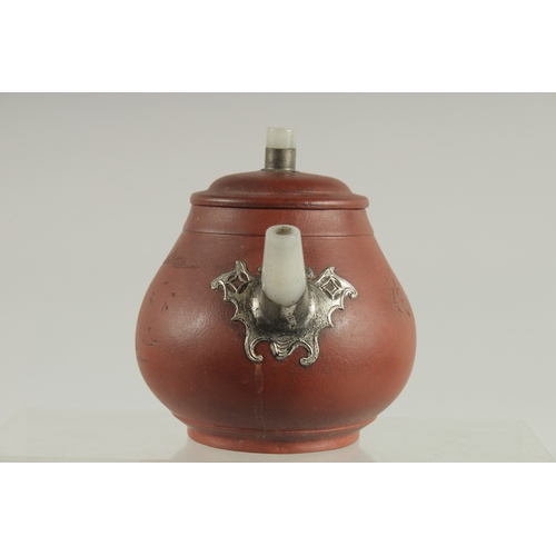 116 - A CHINESE JADE MOUNTED YIXING TEAPOT.