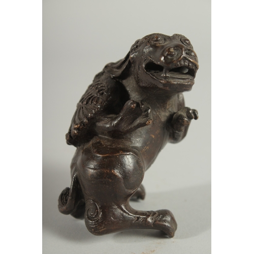 120 - A BRONZE FIGURE OF A MYTHOLOGICAL BEAST, 9.5cm high.