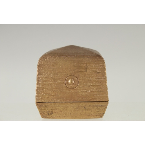 149 - A BRASS SQUARE-FORM BOX BY HASUDA SHUGORO (1915-2010), in original box,