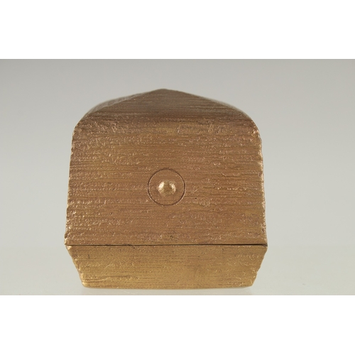 149 - A BRASS SQUARE-FORM BOX BY HASUDA SHUGORO (1915-2010), in original box,