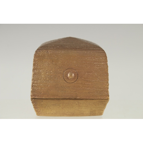 149 - A BRASS SQUARE-FORM BOX BY HASUDA SHUGORO (1915-2010), in original box,