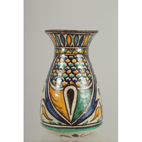 222 - A RARE EARLY 20TH CENTURY TUNISIAN CHEMLA SIGNED VASE, 15.5cm high.