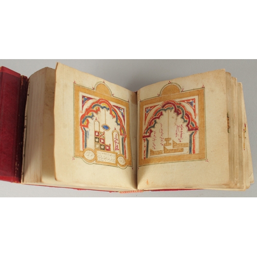 241 - A 19TH CENTURY MOROCCAN LEATHER BOUND DALA'IL AL KHAYRAT, with images of Mecca and Madina with medal... 