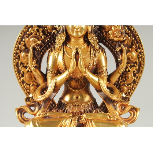 41 - A FINE TIBETAN GILDED ALLOY BUDDHA, 17cm high.