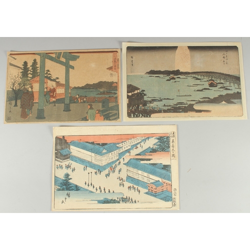 50 - HIROSHIGE I UTAGAWA (1797-1858), & HIROSHIGE II UTAGAWA (1826-1869): FAMOUS PLACES OF EDO: three ori... 