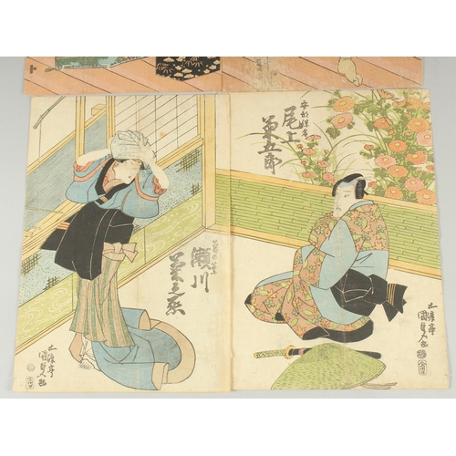 51 - KUNISADA I UTAGAWA (1786-1865): KABUKI PLAYS; four original mid 19th century Japanese woodblock prin... 