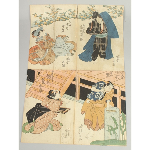 52 - KUNISADA I UTAGAWA (1786-1865): KABUKI PLAYS; four original mid 19th century Japanese woodblock prin... 