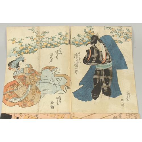 52 - KUNISADA I UTAGAWA (1786-1865): KABUKI PLAYS; four original mid 19th century Japanese woodblock prin... 