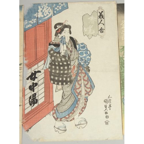 53 - KUNISADA I UTAGAWA (1786-1865): EDO BEAUTIES; three original mid 19th century Japanese woodblock pri... 