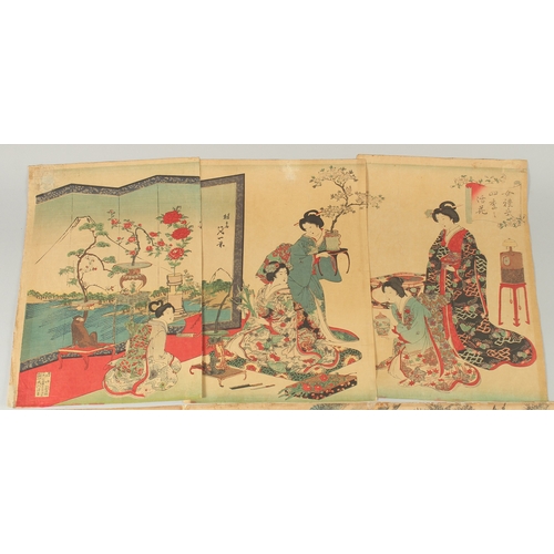 56 - CHIKANOBU YOSHU (1838-1912): THE OUTER PALACE OF CHIYODA AND THE ETIQUETTE FOR THE LADIES; six origi... 