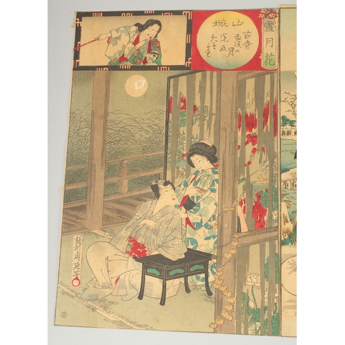 57 - CHIKANOBU YOSHU (1838-1912): FROM THE SERIES OF SNOW, MOON AND FLOWER; four original late 19th centu... 