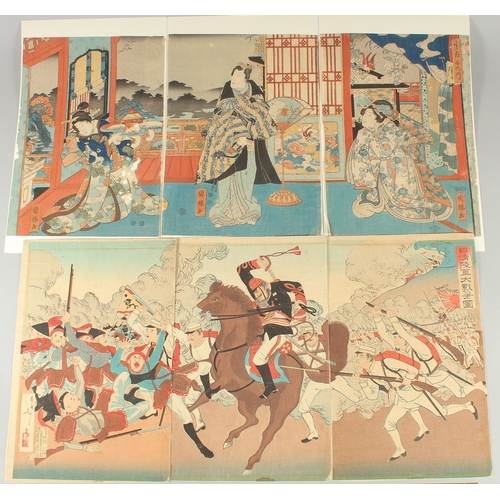 65 - TOSHIMASA: SINO-JAPANESE WAR (c.1894), KUNITERU II (1830-1874): GENJI PICTURE (mid 19th century): tw... 