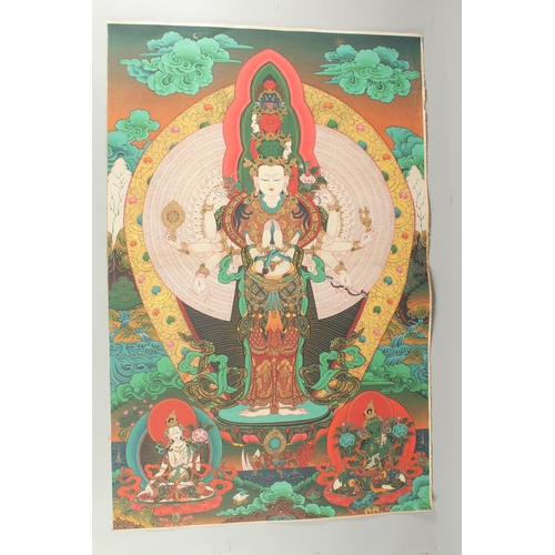 75 - A TIBETAN THANGKA MOUNTED ON PAPER.