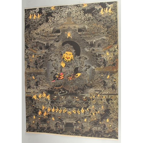 77 - A TIBETAN THANGKA MOUNTED ON PAPER.