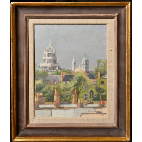 551 - Sir Ninian Buchan-Hepburn, 'Chelsea Rooftops', oil on board, initialled, Royal Academy Summer Exhibi... 