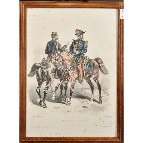 100 - After Vernier, A 19th Century hand coloured lithograph of Napoleon III and his entourage at an Inter... 