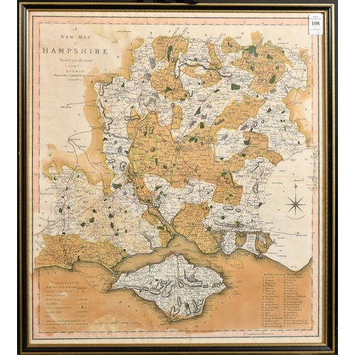 108 - C. Smith (early 19th Century) A hand coloured engraved map of Hampshire, 19