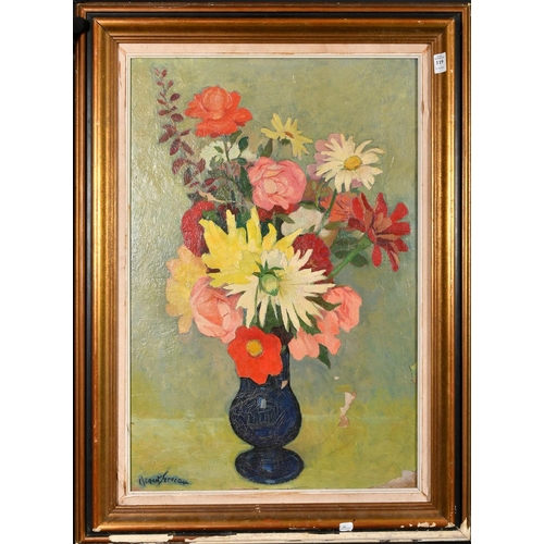 119 - Clement Serveau, 20th Century, a still life of mixed flowers, oil on canvas, signed, 29