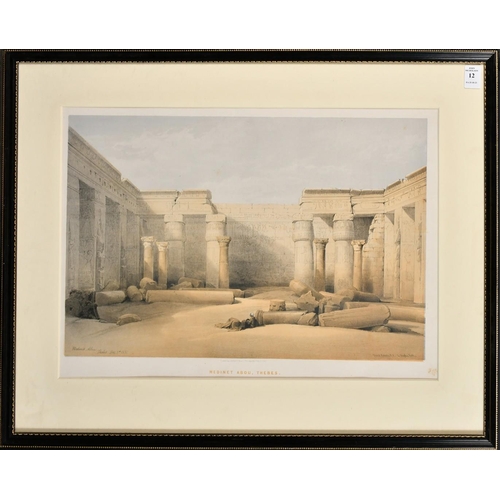 12 - David Roberts, 'Medinet Abou, Thebes', 19th Century lithograph, published by F.G. Moon, 14