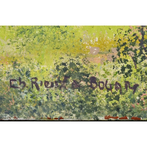 123 - French School, 20th Century, wayfarers on a country path in a spring landscape, oil on canvas, indis... 