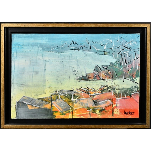 124 - Becker, Continental School, Circa 1998, a semi-abstract coastal landscape, oil on canvas, signed, 10... 