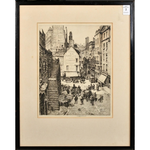 2 - Stanley Anderson (1884-1966), a view of the Hotel de la Pomme d'Or, etching, signed in pencil, plate... 