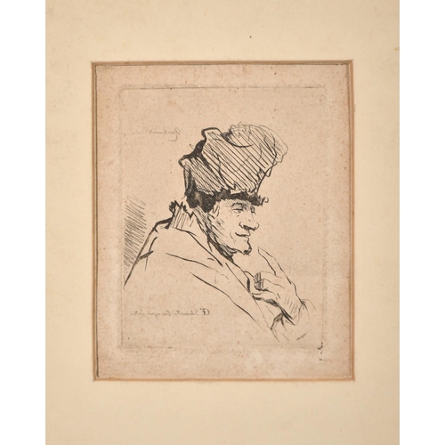 21 - Georg Friedrich Schmidt (1712-1775) German, After Rembrandt, a head study, engraving, plate size 3.5... 