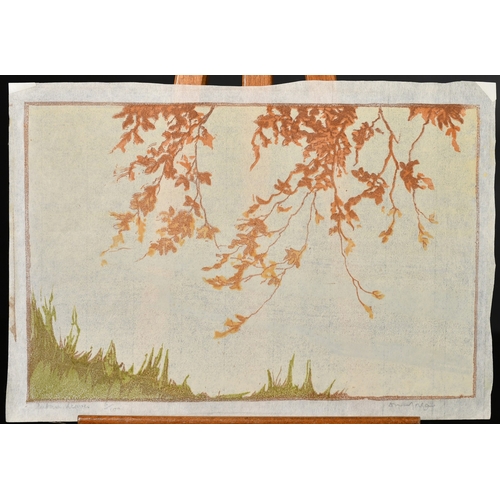 25 - D. N. Morgan, Circa 1920, 'Autumn Leaves' colour woodcut, signed and inscribed in pencil and numbere... 