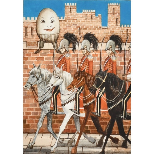 331 - Anne Davies (20th Century) 'Humpty Dumpty', watercolour, signed and dated '82, label verso, 6.75