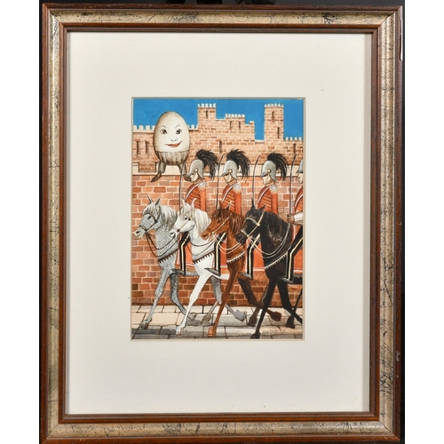 331 - Anne Davies (20th Century) 'Humpty Dumpty', watercolour, signed and dated '82, label verso, 6.75