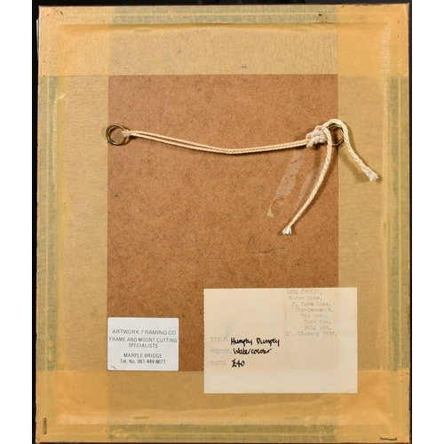 331 - Anne Davies (20th Century) 'Humpty Dumpty', watercolour, signed and dated '82, label verso, 6.75