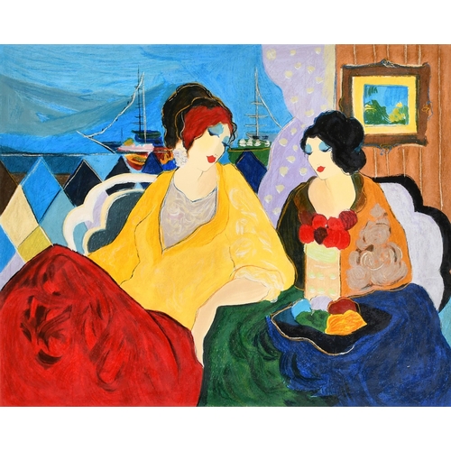 4 - Isaac Tarkay (1935-2012), 'Grace II', elegant female figures in conversation, serigraph in colours, ... 