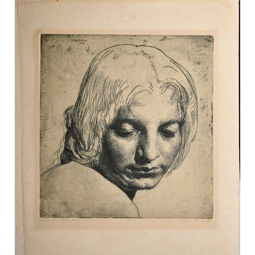 45 - John Bulloch Souter (1890-1971), head of a woman, etching, signed and inscribed in pencil, plate siz... 