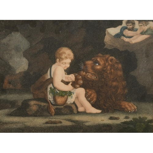 5 - An early 19th Century stipple engraving Androcles and the Lion, and another similar, a pair, each 9.... 