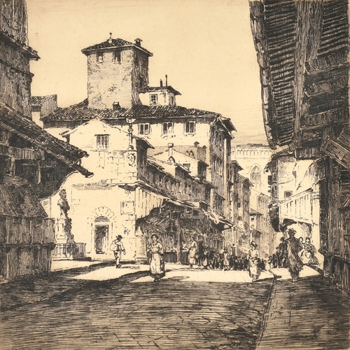 51 - Albany Howarth (1872-1936), 'On the Ponte Vecchio, Florence', etching, signed and inscribed in penci... 