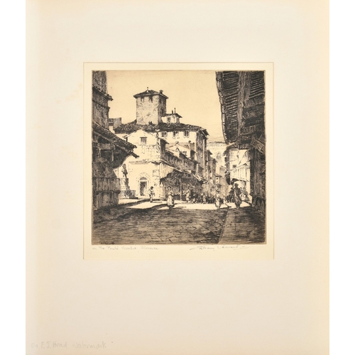 51 - Albany Howarth (1872-1936), 'On the Ponte Vecchio, Florence', etching, signed and inscribed in penci... 