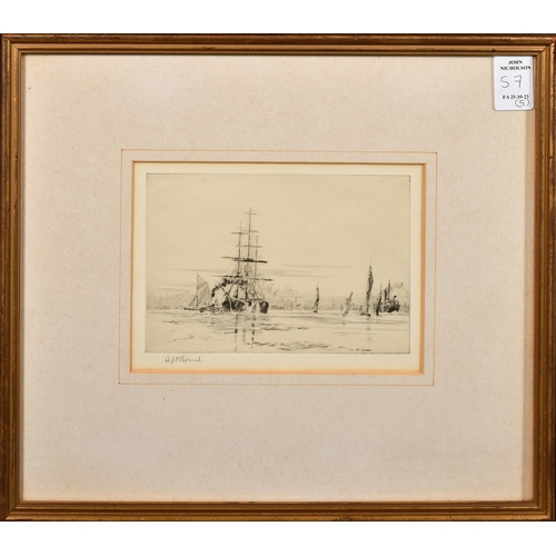 57 - Arthur Bond (1888-1958), a group of five pencil signed etchings, the largest plate size 8.25