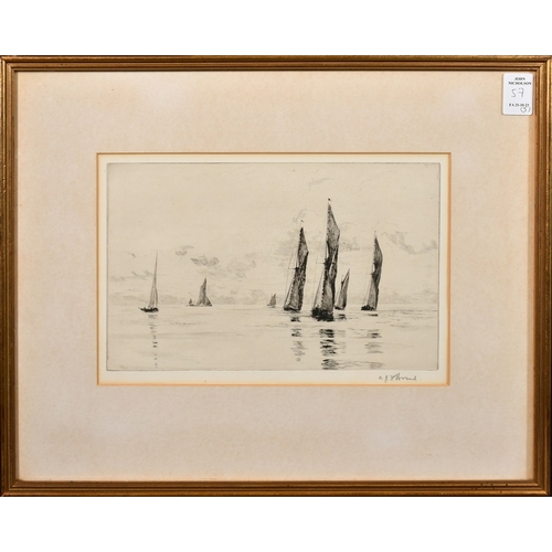 57 - Arthur Bond (1888-1958), a group of five pencil signed etchings, the largest plate size 8.25