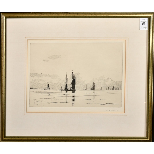 57 - Arthur Bond (1888-1958), a group of five pencil signed etchings, the largest plate size 8.25