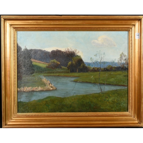 588 - English School, Circa 1900, a river landscape, oil on canvas, 18