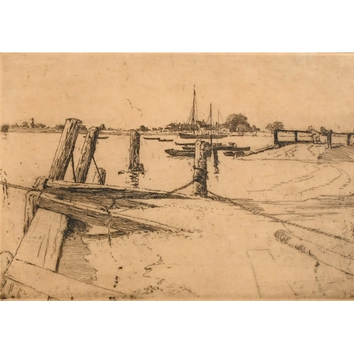 60 - Edward Millington Synge, an estuary scene, plate size 3.75