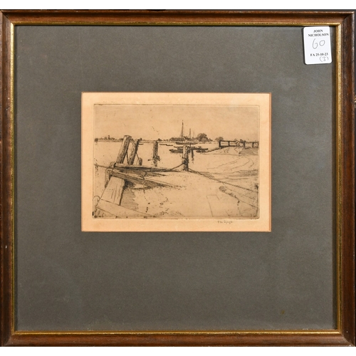 60 - Edward Millington Synge, an estuary scene, plate size 3.75