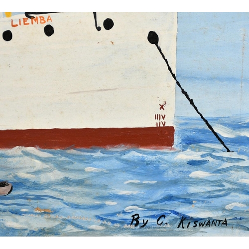 606 - Constantin Kiswanta,  Liemba a steam ship and a colonial villa, oils on canvas, both signed, 16.5