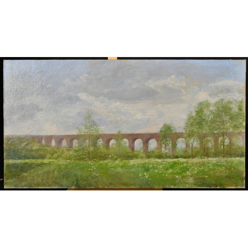 607 - Fred Dubery (1926-2011), Chapell Viaduct, Essex, oil on board, signed with initials, 12