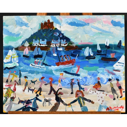 612 - Alan Furneaux (b. 1953) British, 'St Michaels Mount on a Weekend', oil on board, signed, 8