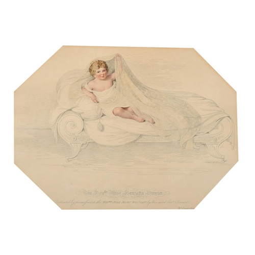 62 - Attributed to William Douglas, a partially coloured stipple engraving of Miss Henriette Duncan, 9