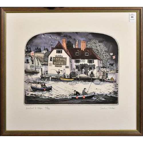 66 - Graham Clarke, 20th Century, 'Anchor and Hope', coloured etching, signed in scribed and numbered 209... 