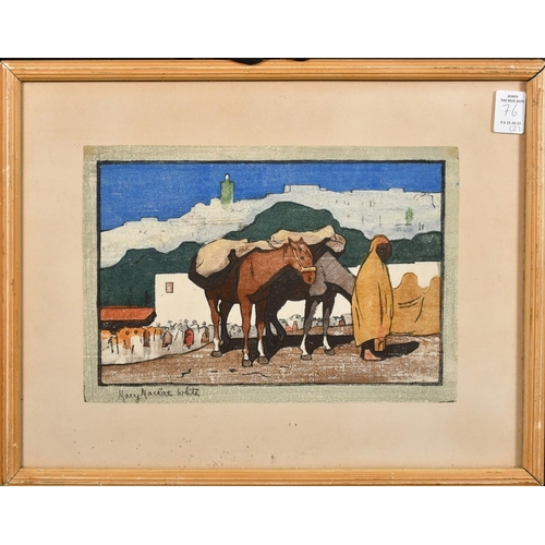 76 - Mary Macrae White, Circa 1930, Scottish, a pair of colour woodcut scenes of North Africa, one signed... 